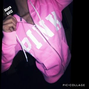PINK Victoria's Secret Pink Zip-Up Hoodie with White Logo